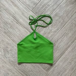 Zara neon green halter crop top